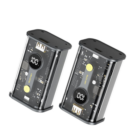 WEKOME WP-333 Vanguard Series - Nešiojamasis įkroviklis (power bank) 10000 mAh Super Charging PD 20W + QC 22.5W (juoda / permatoma)