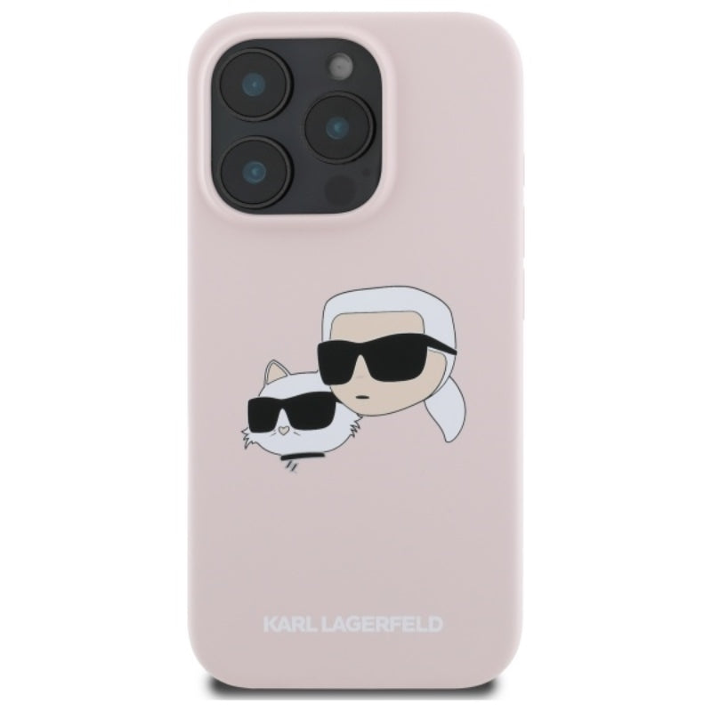 Karl Lagerfeld Silicone Double Heads Print MagSafe - Dėklas iPhone 16 Pro (rožinis)