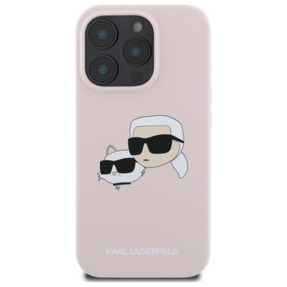Karl Lagerfeld Silicone Double Heads Print MagSafe - Dėklas iPhone 16 Pro (rožinis)