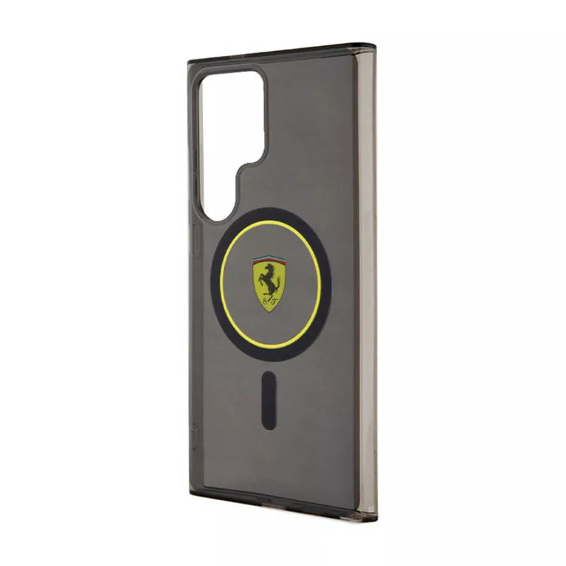 Ferrari IML Dūminis vidinis ratas su linija MagSafe - dėklas, skirtas Samsung Galaxy S24 Ultra (juodas)