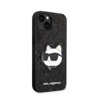 Karl Lagerfeld NFT Blizgučio „Choupette Patch“ – dėklas, skirtas „iPhone 14 Plus“ (juodos spalvos)