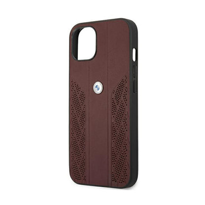 BMW Leather Curve Perforate HC – dėklas, skirtas iPhone 13 mini (raudonas)