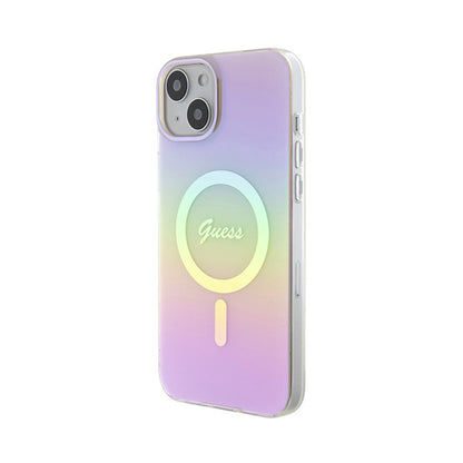 Guess IML Iridescent MagSafe – „iPhone 15 Plus“ dėklas (rožinis)