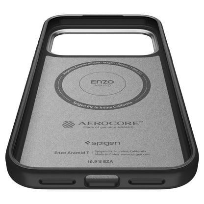 Spigen Enzo Aramid T Mag MagSafe - Dėklas iPhone 17 Pro (Juoda/Sidabrinė)