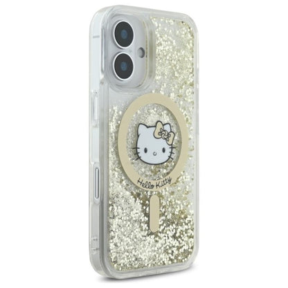 Hello Kitty Liquid Glitter Fever MagSafe – „iPhone 16“ dėklas (balta/auksinė)