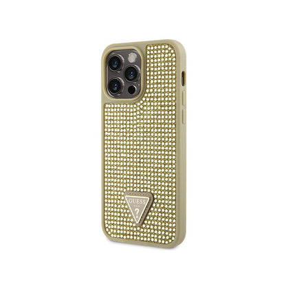 Guess Rhinestone Triangle – dėklas, skirtas iPhone 14 Pro Max (auksinis)