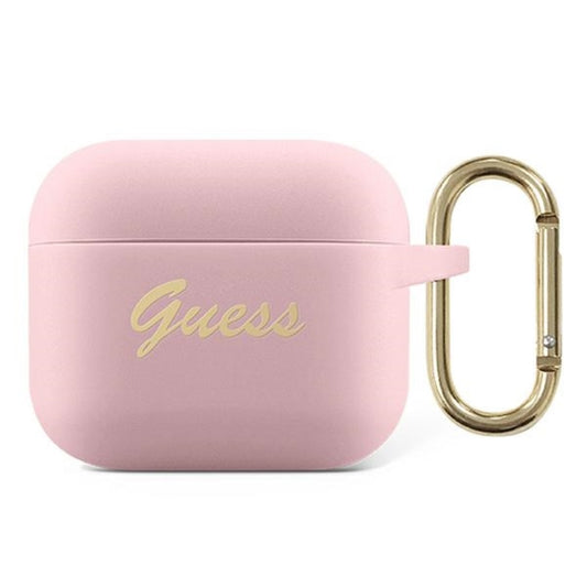 Guess Silicone Vintage Script - Dėklas AirPods 3 (rožinis)