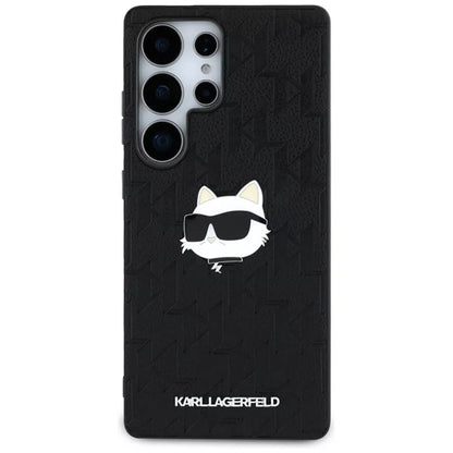 Karl Lagerfeld odinio monograma smeigtukas su „Choupette“ galva – dėklas, skirtas „Samsung Galaxy S25 Ultra“ (juodas)