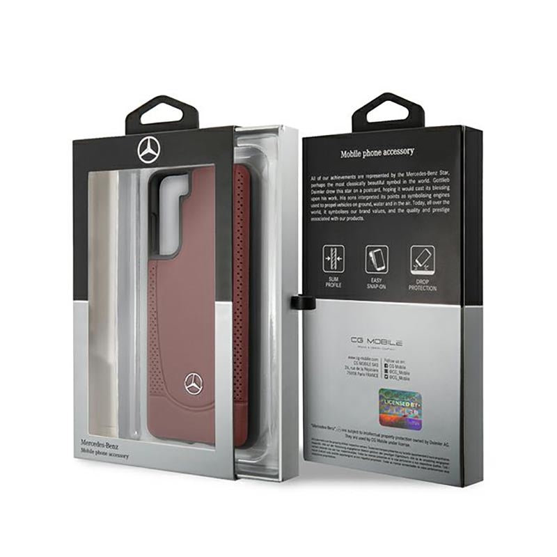 Mercedes Leather Urban Line – dėklas, skirtas „Samsung Galaxy S21+“ (raudonas)