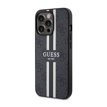 Guess 4G Printed Stripes MagSafe – dėklas iPhone 13 Pro Max (juodas)