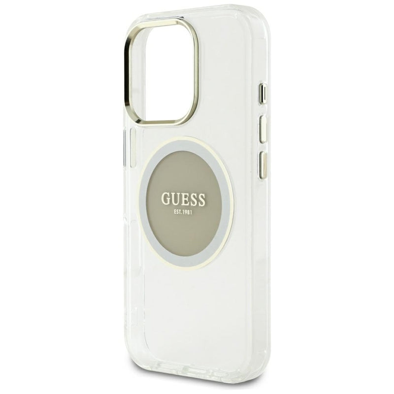 Guess IML Metal Colored Circle Classic Logo MagSafe – dėklas iPhone 16 Pro Max (pilkas)