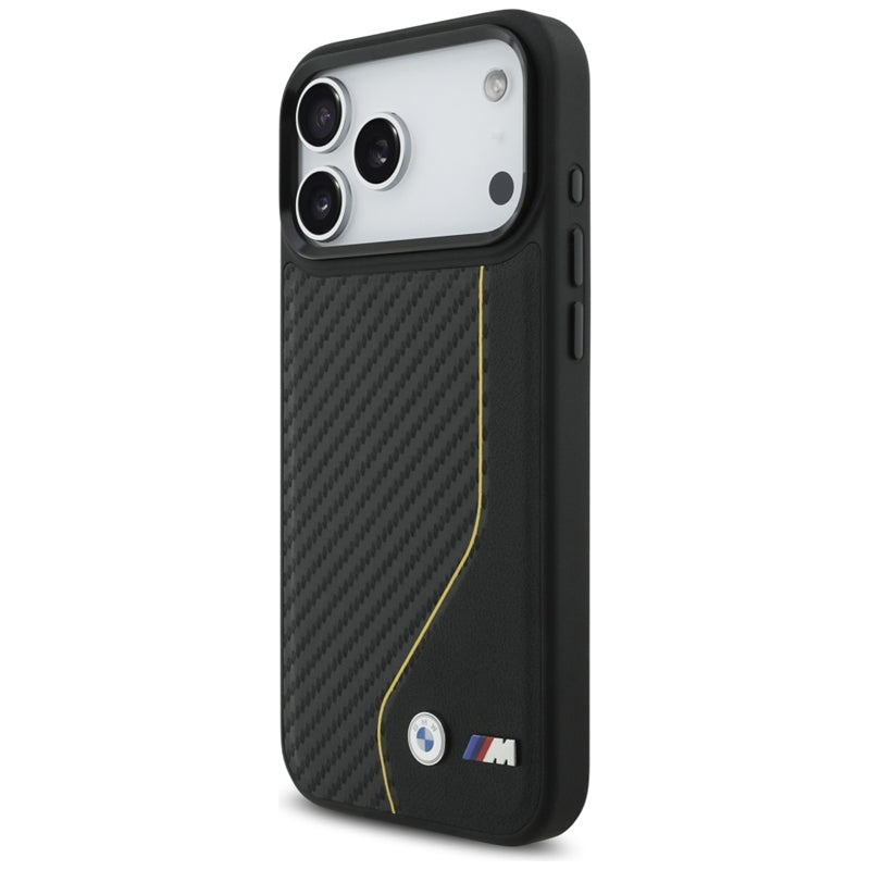 BMW M Carbon Line & Logo MagSafe dėklas iPhone 17 Pro Max (geltonas)