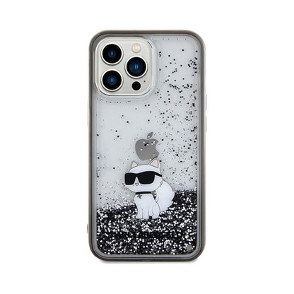Karl Lagerfeld Liquid Glitter Choupette – „iPhone 13 Pro“ dėklas (permatomas)