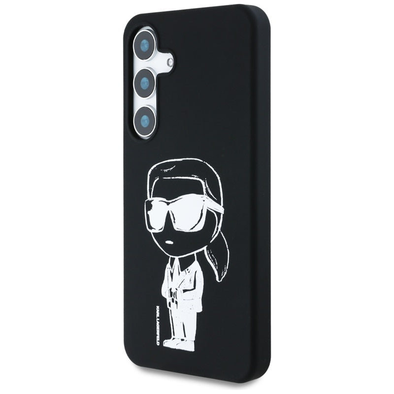Karl Lagerfeld Silicone Graffiti Ikonik Printed Logo MagSafe – Dėklas, skirtas „Samsung Galaxy S25“ (juodas)