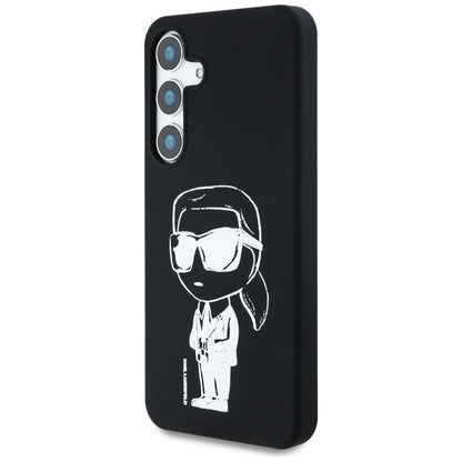 Karl Lagerfeld Silicone Graffiti Ikonik Printed Logo MagSafe – Dėklas, skirtas „Samsung Galaxy S25“ (juodas)