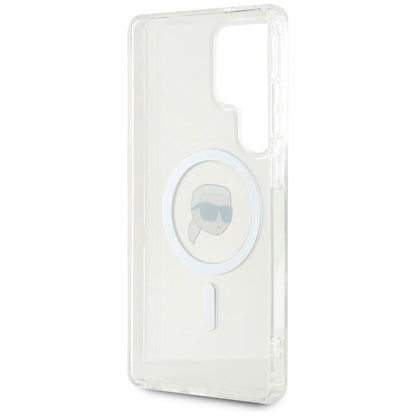 Karl Lagerfeld Mygtukas Karl Galvos Spausdintas Logotipas MagSafe - Dėklas Samsung Galaxy S25 Ultra (Baltas)