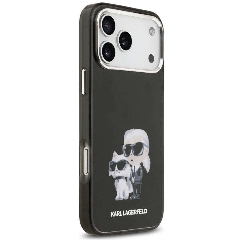 Karl Lagerfeld IML Aquarelle Karl & Choupette & Logo MagSafe - dėklas iPhone 17 Pro (juodas)