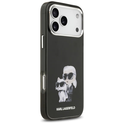Karl Lagerfeld IML Aquarelle Karl & Choupette & Logo MagSafe - dėklas iPhone 17 Pro (juodas)