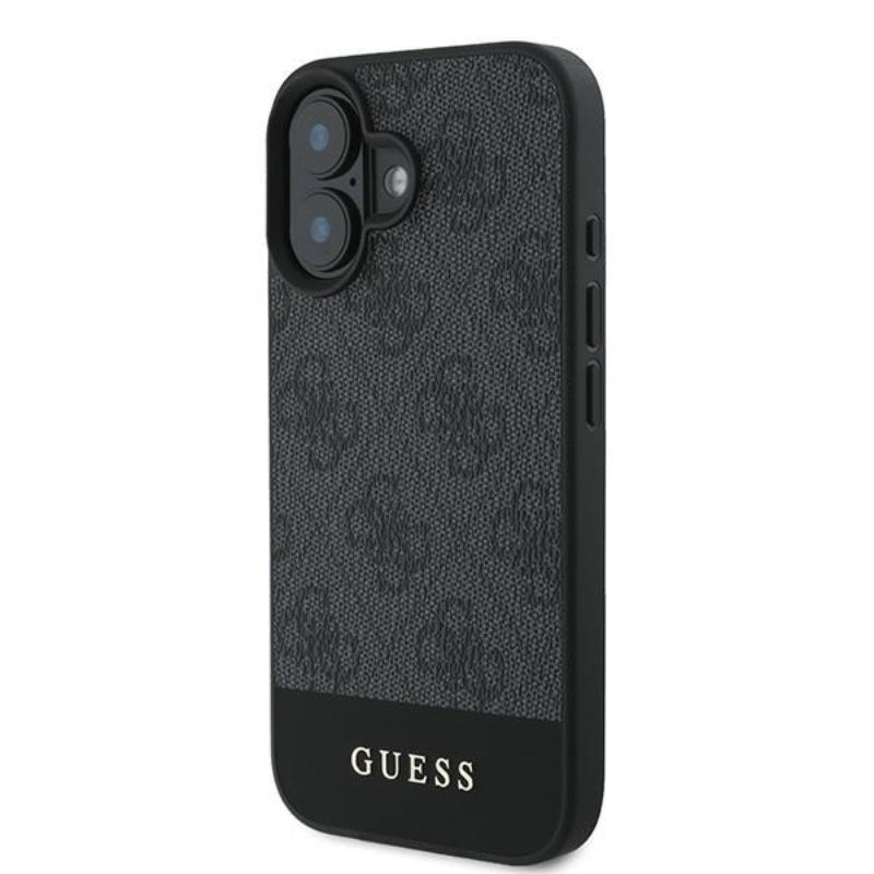 Guess 4G Bottom Stripe – dėklas, skirtas iPhone 16 (pilkas)
