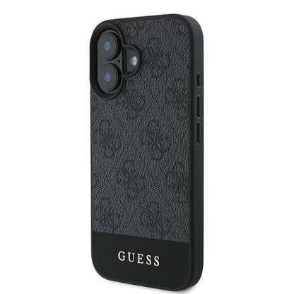 Guess 4G Bottom Stripe – dėklas, skirtas iPhone 16 (pilkas)