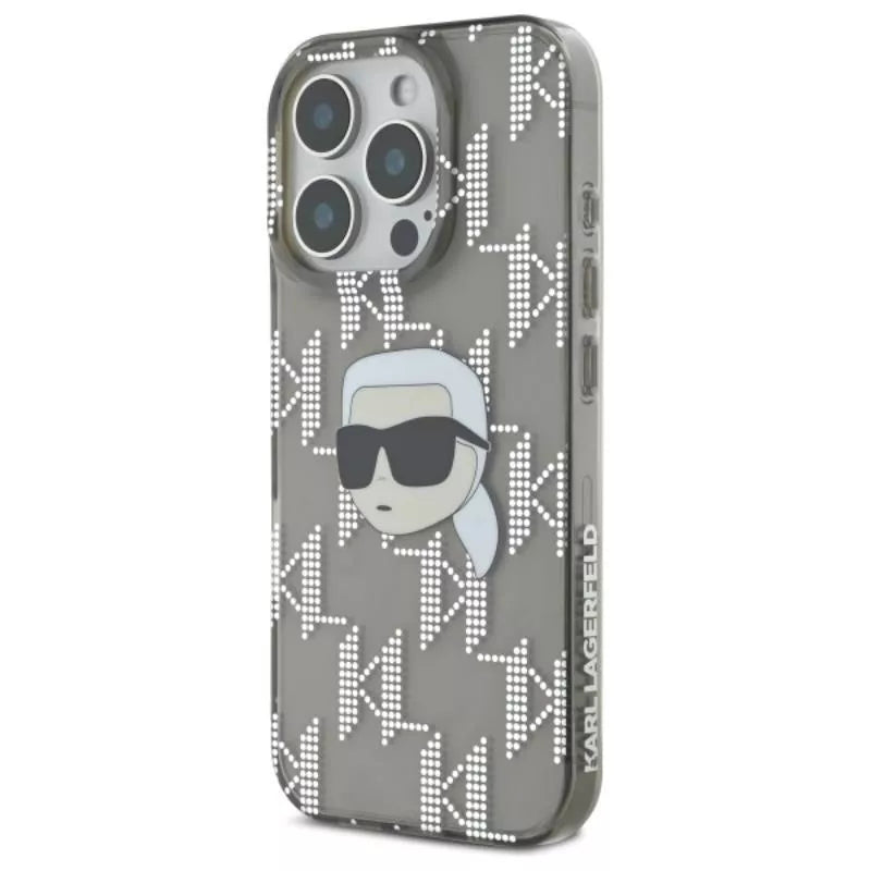 IML Karl Head su metalo danga - dėklas iPhone 16 Pro Max (juodas) Karl Lagerfeld