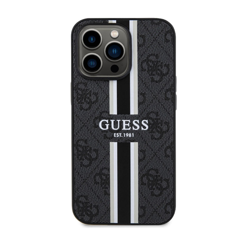 Guess 4G Printed Stripes MagSafe – dėklas iPhone 13 Pro Max (juodas)