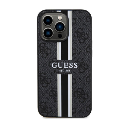 Guess 4G Printed Stripes MagSafe – dėklas iPhone 13 Pro Max (juodas)