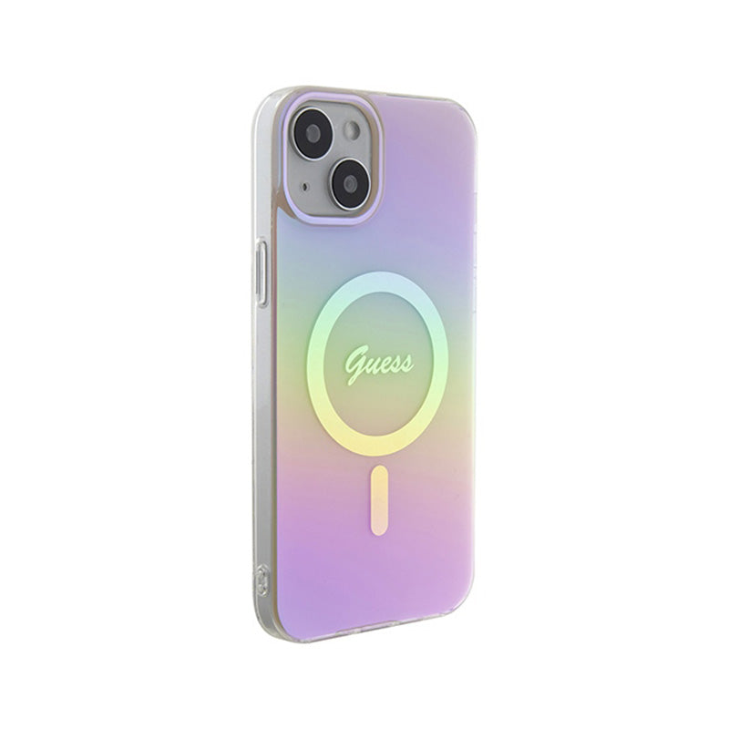 Guess IML Iridescent MagSafe – „iPhone 15 Plus“ dėklas (rožinis)