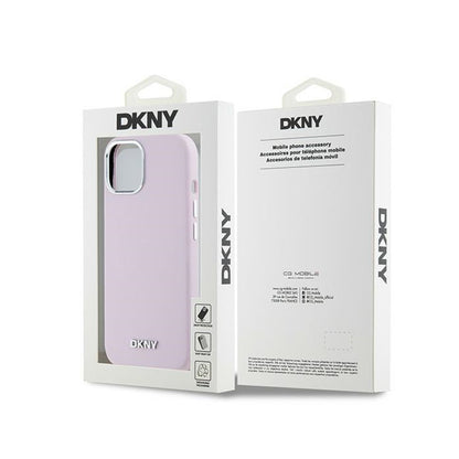 DKNY skysto silikono mažo metalo logotipo MagSafe – dėklas, skirtas „iPhone 15“ / 14 / 13 (rožinis)