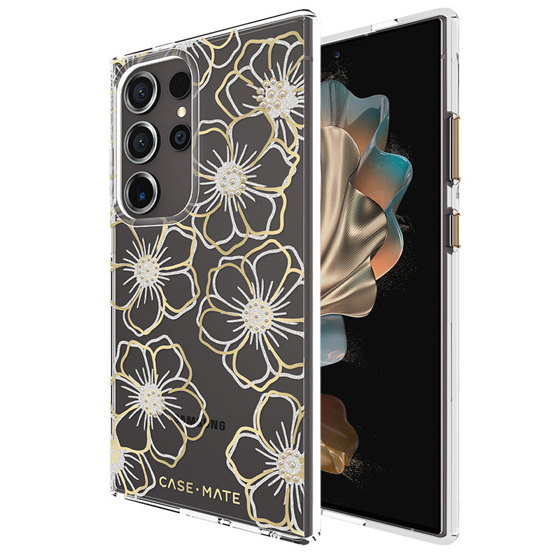 Case-Mate Floral Gems – Dėklas Samsung Galaxy S24 Ultra (Auksinis)