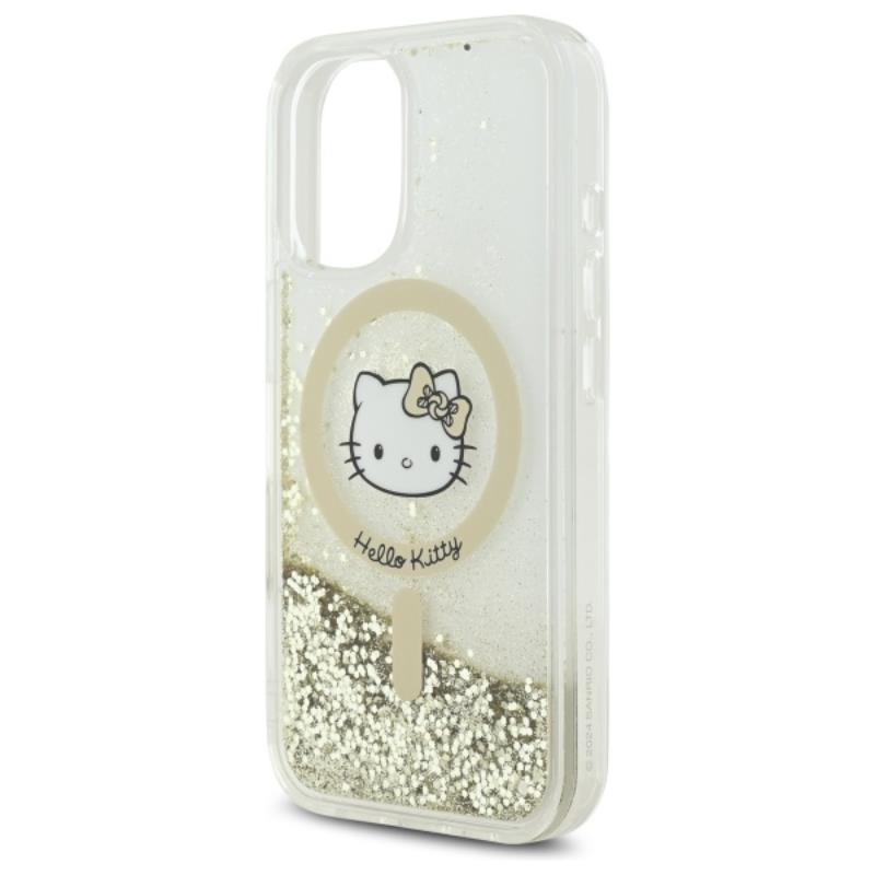 Hello Kitty Liquid Glitter Fever MagSafe – „iPhone 16“ dėklas (balta/auksinė)