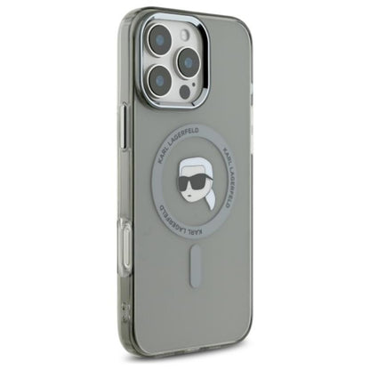 Karl Lagerfeld IML Metal Karl Head MagSafe – dėklas skirtas iPhone 16 Pro Max (juodas)