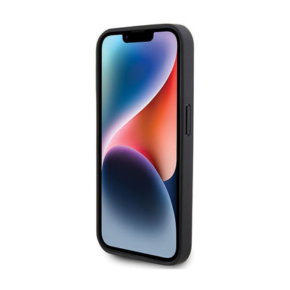 BMW Leather Carbon Blue Line – dėklas, skirtas iPhone 15 Pro (juodas)