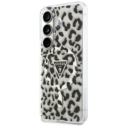 Guess IML Leopard Print Triangle MagSafe - Samsung Galaxy S26 dėklas (juodas)