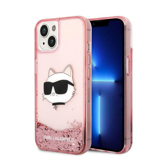 Karl Lagerfeld Liquid Glitter NFT Choupette Head – dėklas, skirtas „iPhone 14 Plus“ (rožinis)