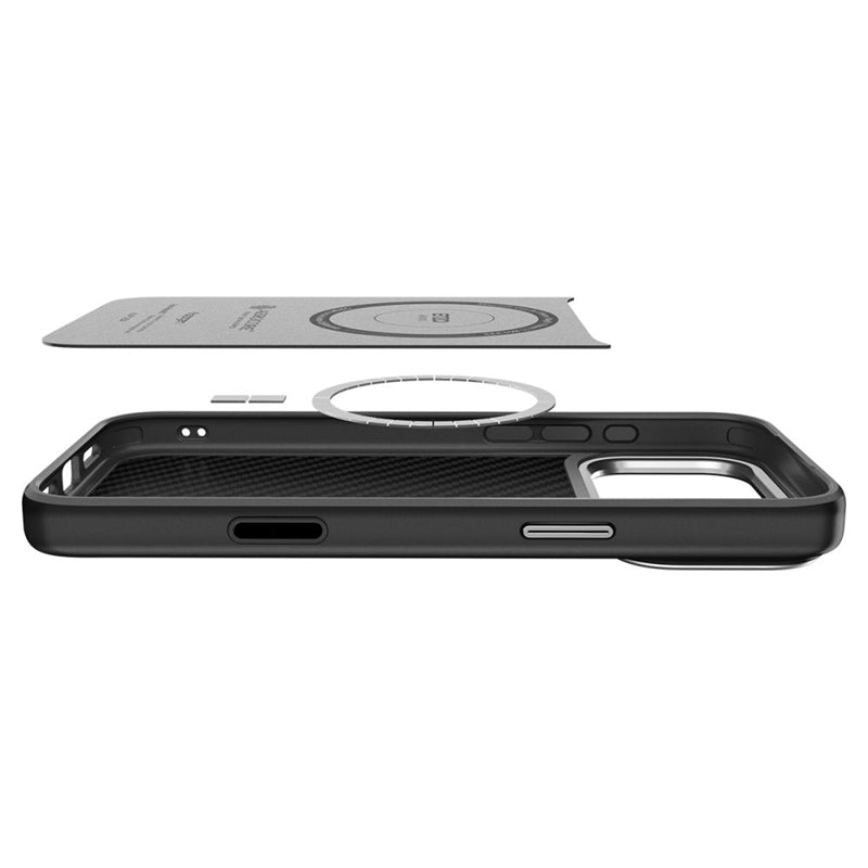 Spigen Enzo Aramid T Mag MagSafe - Dėklas iPhone 17 Pro (Juoda/Sidabrinė)