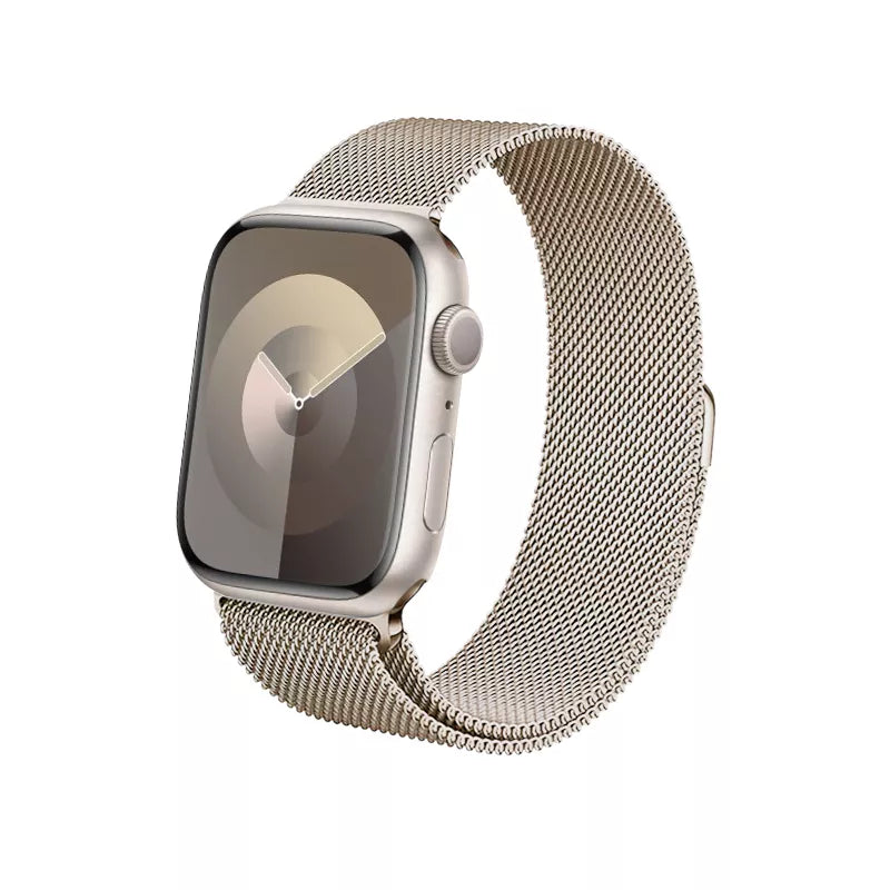 Crong Milano Steel – Nerūdijančio plieno apyrankė, skirta „Apple Watch“ 44/45/46/49 mm (šampano)