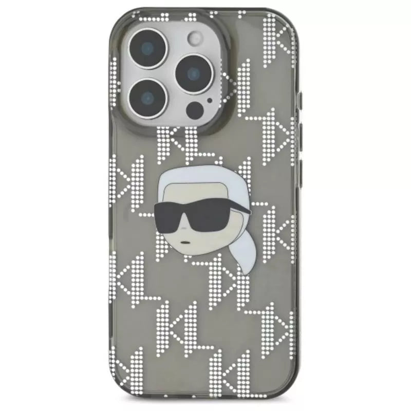 IML Karl Head su metalo danga - dėklas iPhone 16 Pro Max (juodas) Karl Lagerfeld
