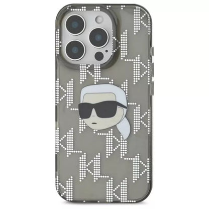 IML Karl Head su metalo danga - dėklas iPhone 16 Pro Max (juodas) Karl Lagerfeld