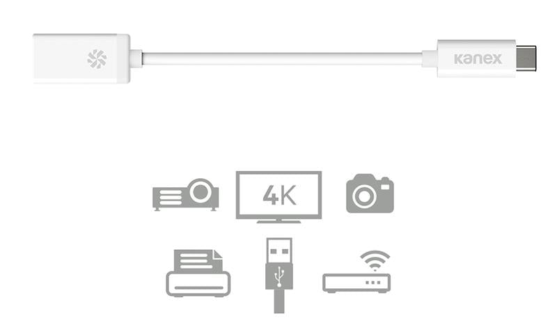 Kanex USB-C į USB adapteris 21 cm (baltas)