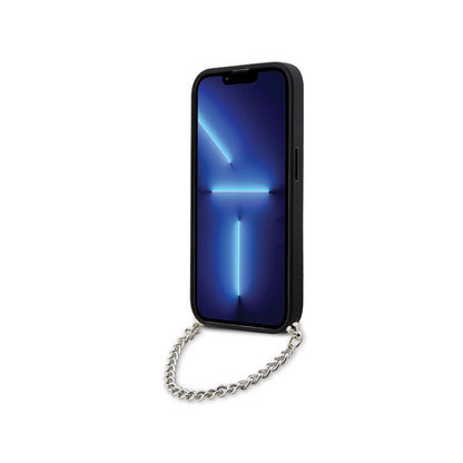 Karl Lagerfeld Saffiano Monogram Chain - dėklas, skirtas „iPhone 14 Pro“ (sidabrinis)