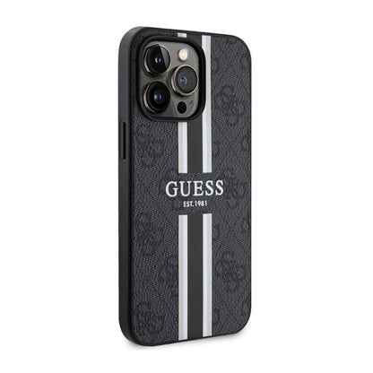 Guess 4G Printed Stripes MagSafe – dėklas iPhone 13 Pro Max (juodas)
