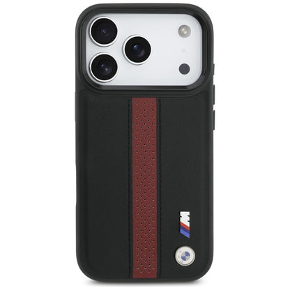 BMW M perforuotų dryžių logotipas MagSafe - iPhone 17 Pro dėklas (raudonas)