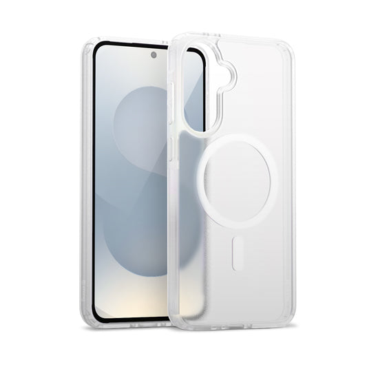 Crong Hybrid Matte Magnetic - MagSafe dėklas Samsung Galaxy S25 (Baltas)
