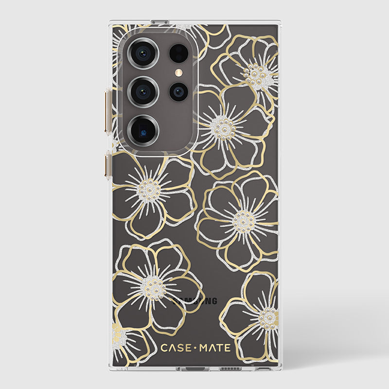 Case-Mate Floral Gems – Dėklas Samsung Galaxy S24 Ultra (Auksinis)