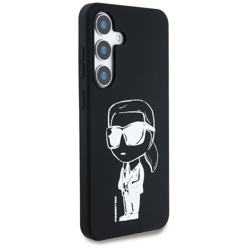 Karl Lagerfeld Silicone Graffiti Ikonik Printed Logo MagSafe – Dėklas, skirtas „Samsung Galaxy S25“ (juodas)