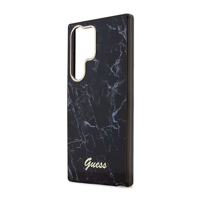 Guess Marble Collection – dėklas, skirtas Samsung Galaxy S23 Ultra (juodas)
