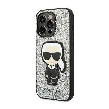 Karl Lagerfeld Glitter Flakes Ikonik – dėklas skirtas iPhone 14 Pro Max (sidabrinis)