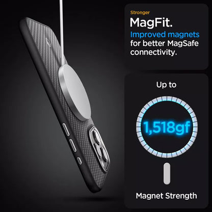 Spigen Enzo Aramid Mag MagSafe – dėklas iPhone 15 Pro Max (juodas)