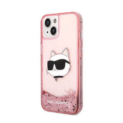 Karl Lagerfeld Liquid Glitter NFT Choupette Head – dėklas, skirtas „iPhone 14 Plus“ (rožinis)